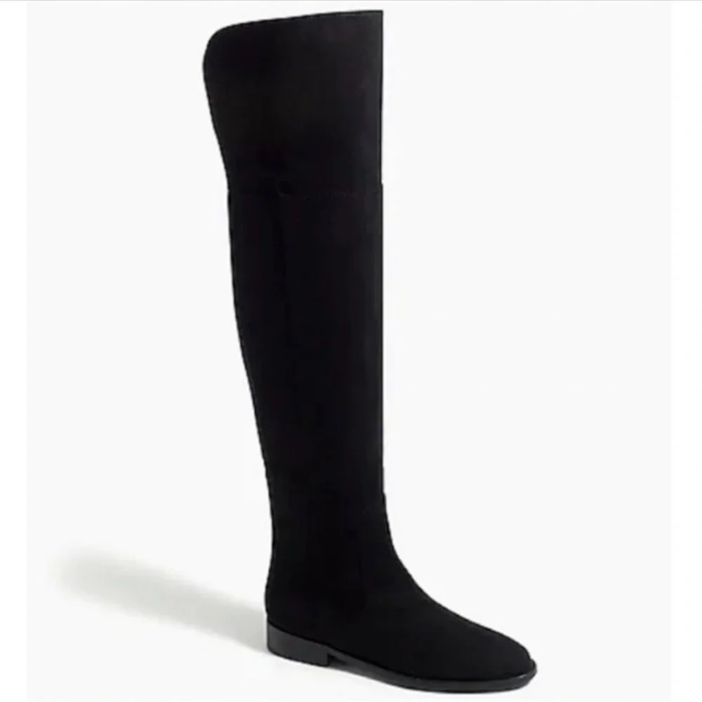 J.Crew Factory Women Size 7 Black Faux Microsuede Classic Over-the-knee Boots